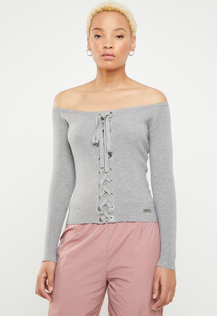 SISSY BOY - Blossom lace up knitwear - grey