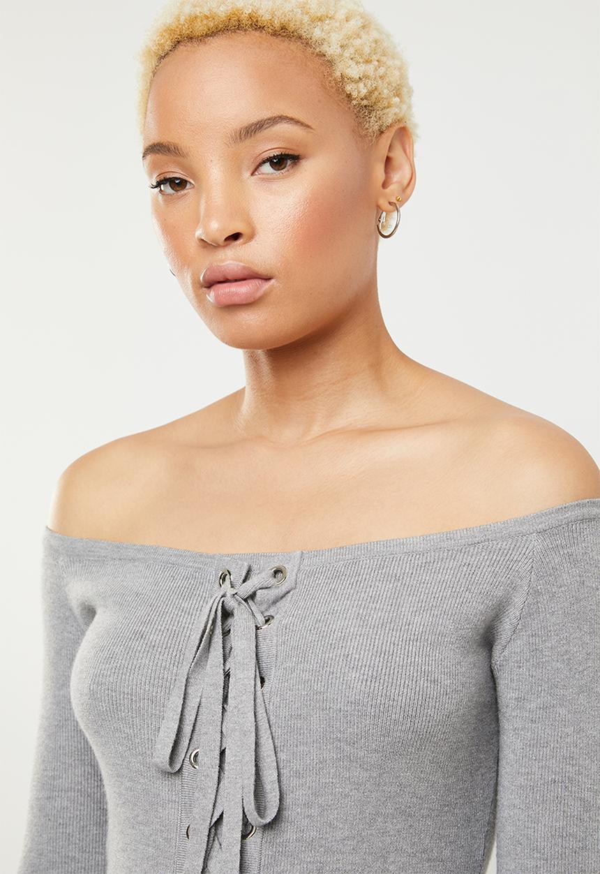 SISSY BOY - Blossom lace up knitwear - grey