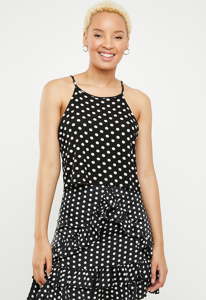 c(inch) - High neck crop top - black & white 