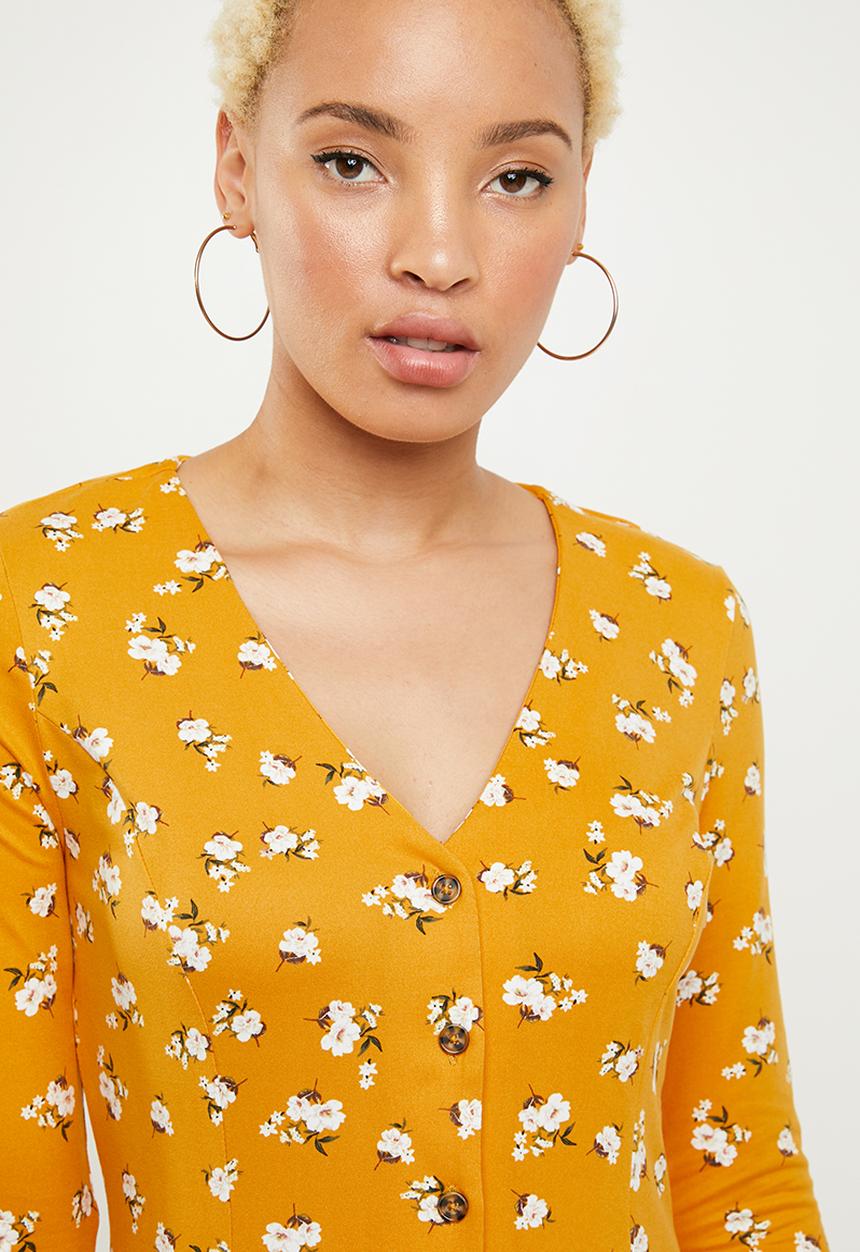 New Look - Betsy button down dress - yellow