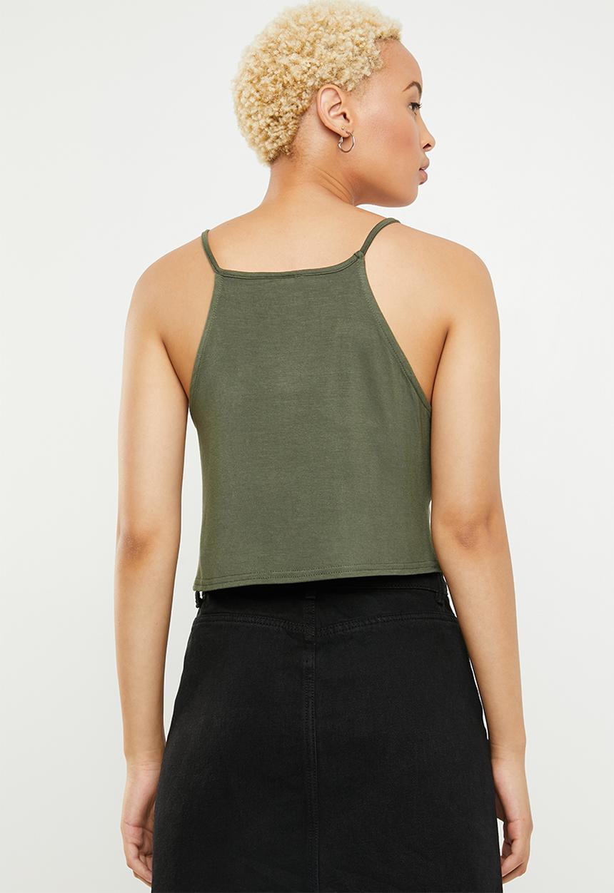 c(inch) - High neck crop top - khaki