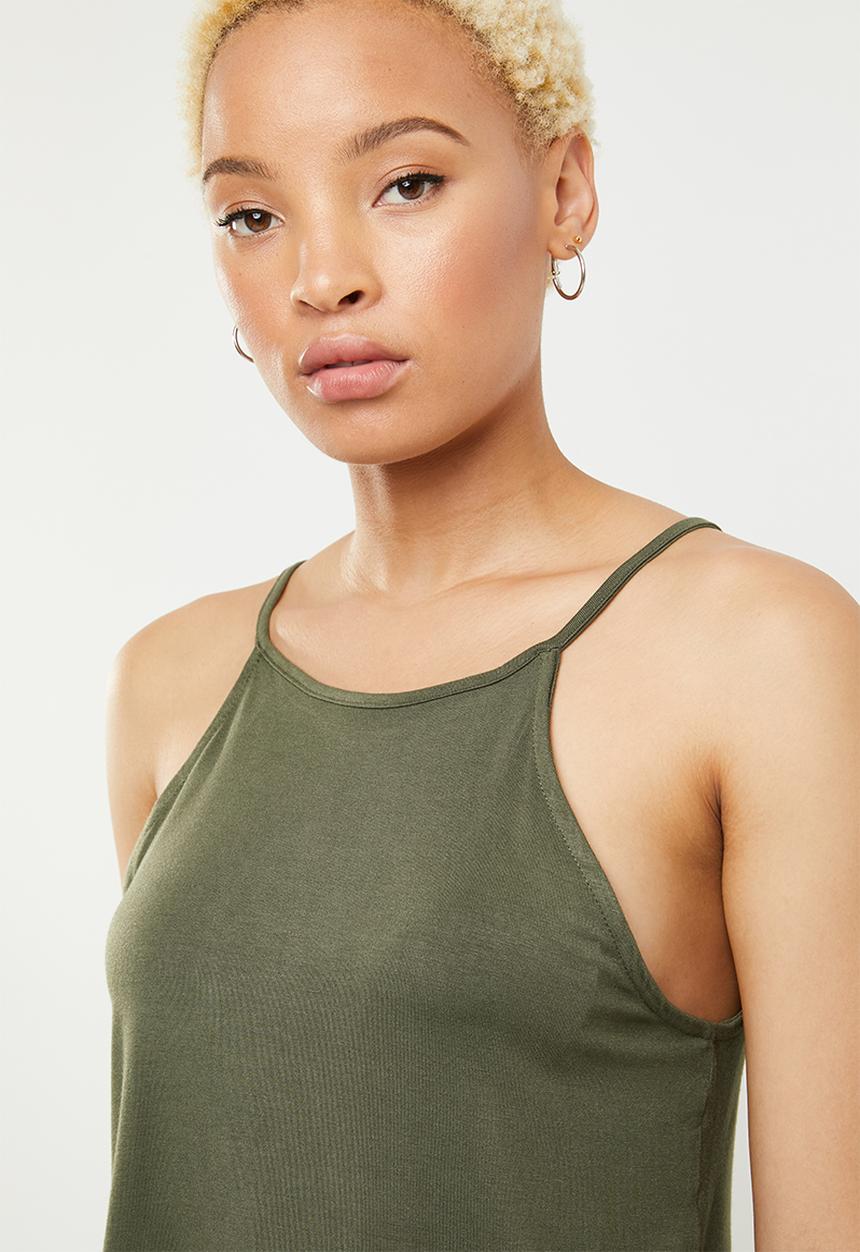 c(inch) - High neck crop top - khaki