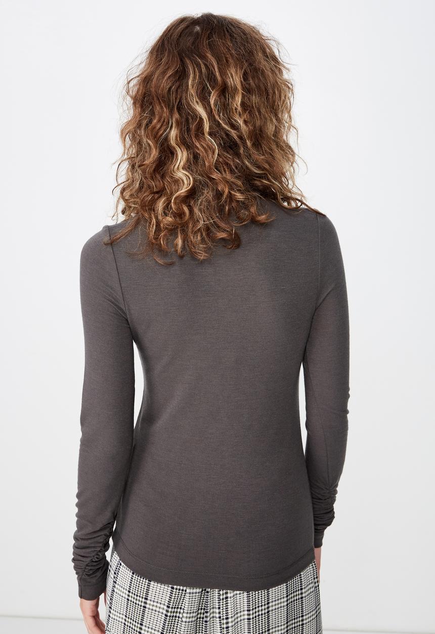 Cotton On - Coco longe sleeve high neck top - grey 
