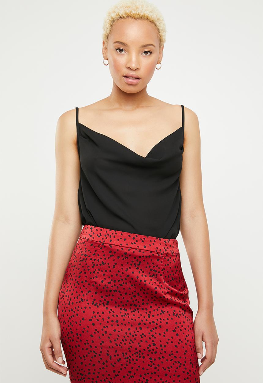 Missguided - Cowl front strappy bodysuit - black