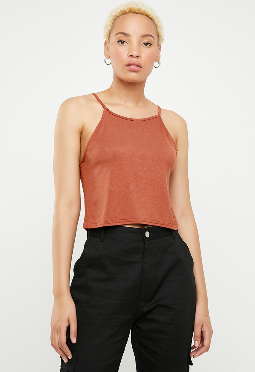 c(inch) - High neck crop top - rust