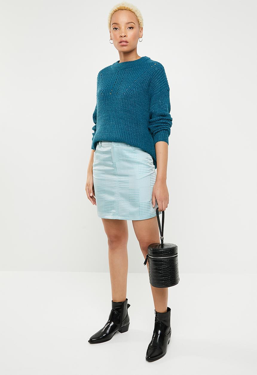 Missguided - Checked dogtooth print mini skirt - blue