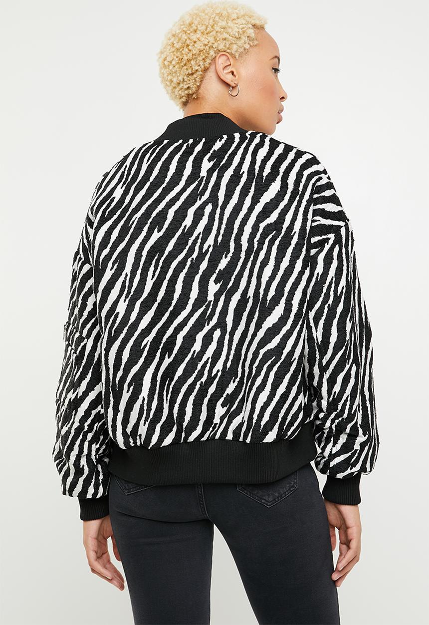 Missguided - Zebra bomber jacket - black & white