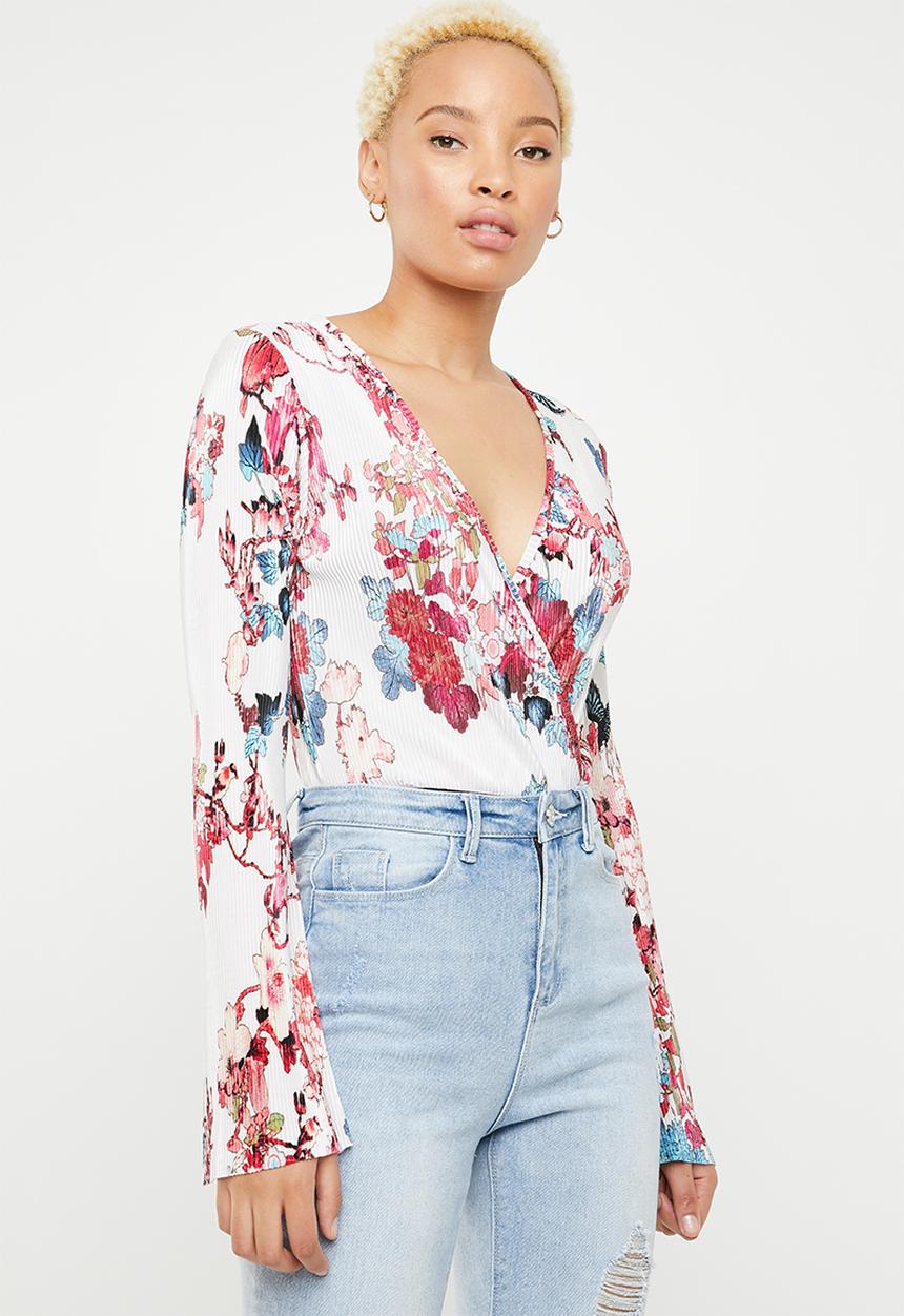 Missguided - Plisse long sleeve bodysuit - multi