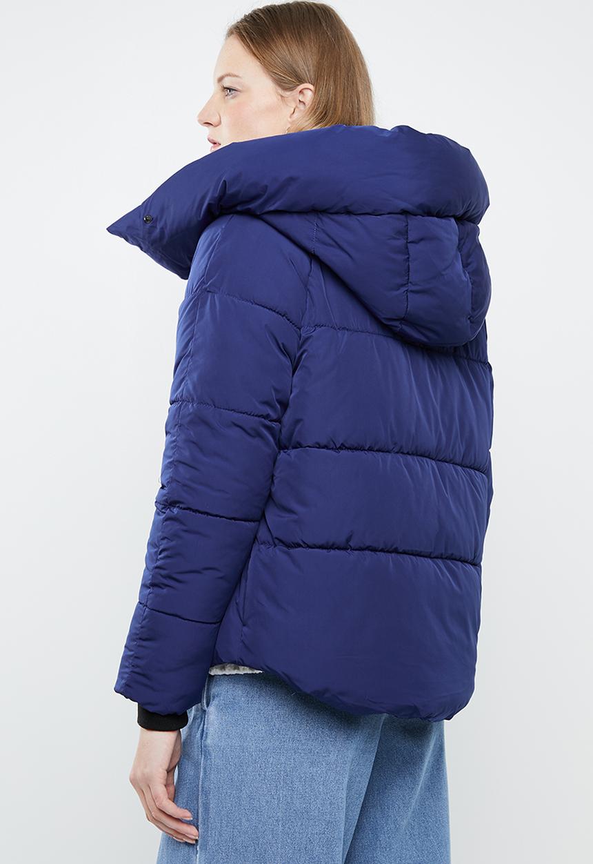 ONLY - Mari cowl neck puffa jacket - blue