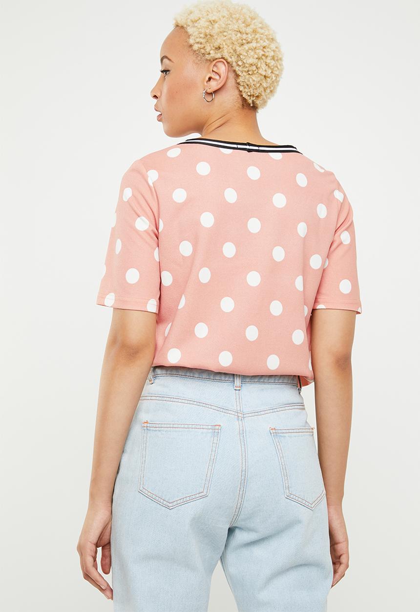 c(inch) - Contrast trim T-shirt - pink