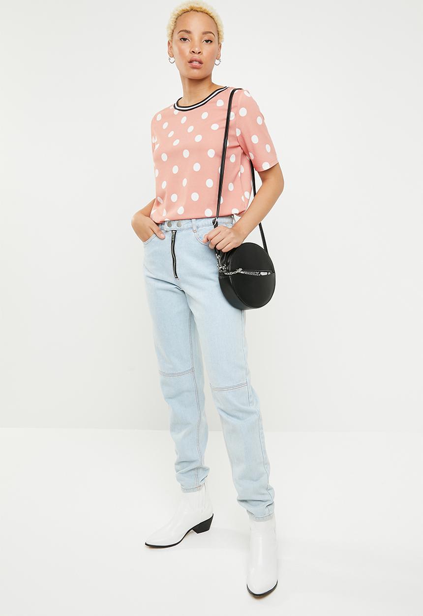c(inch) - Contrast trim T-shirt - pink