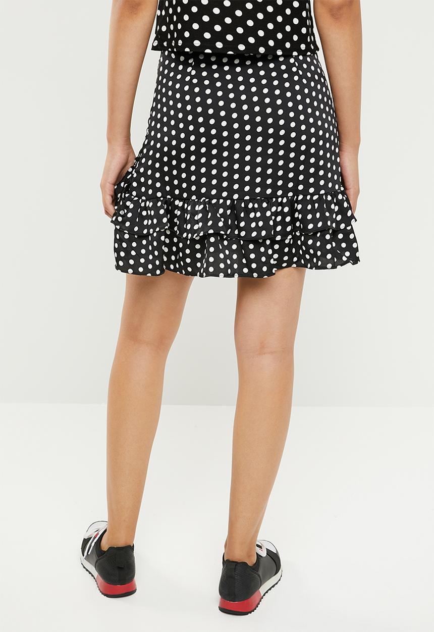 Missguided - Polka dot frill skirt - black