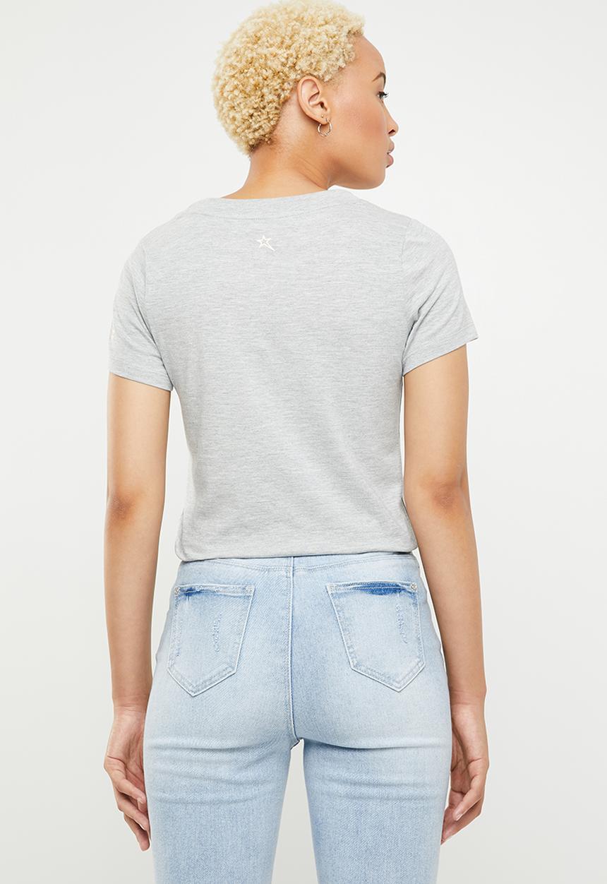 SOVIET - Ladies lace up tee - grey 