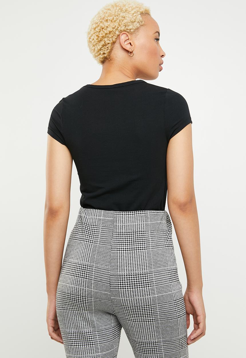 SOVIET - Ladies crew neck tee with mesh inset - black