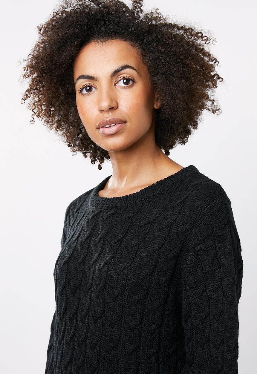 edit - Cable knit tunic - black