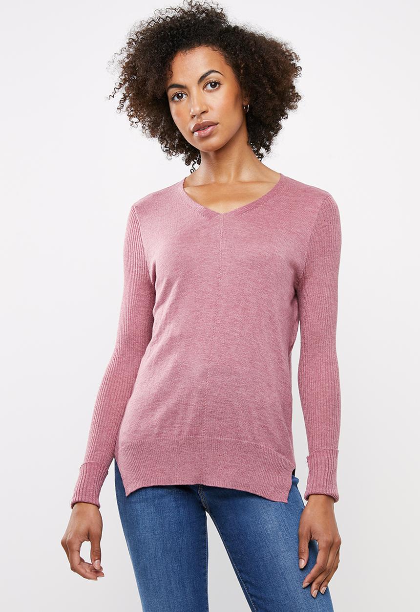 edit - Lightweight v-neck jersey - pink 