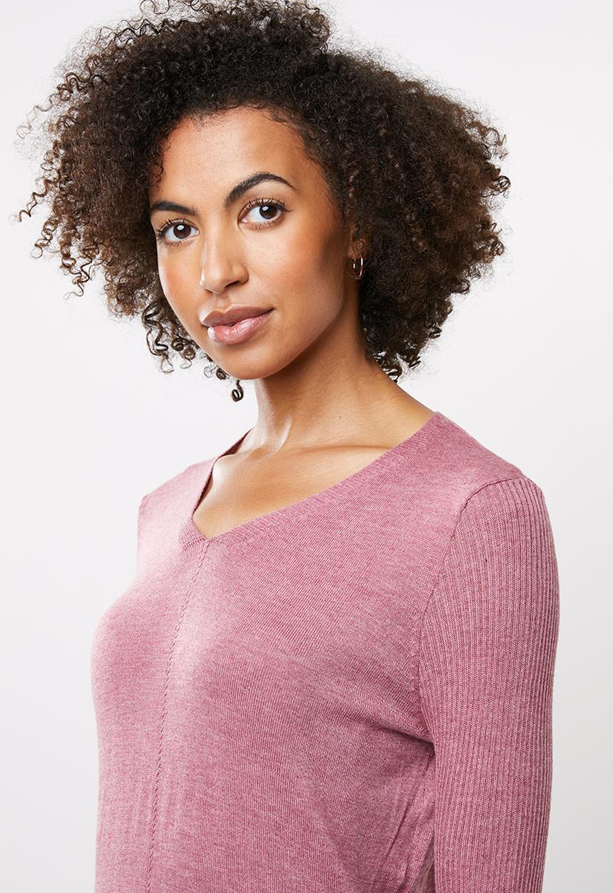 edit - Lightweight v-neck jersey - pink 
