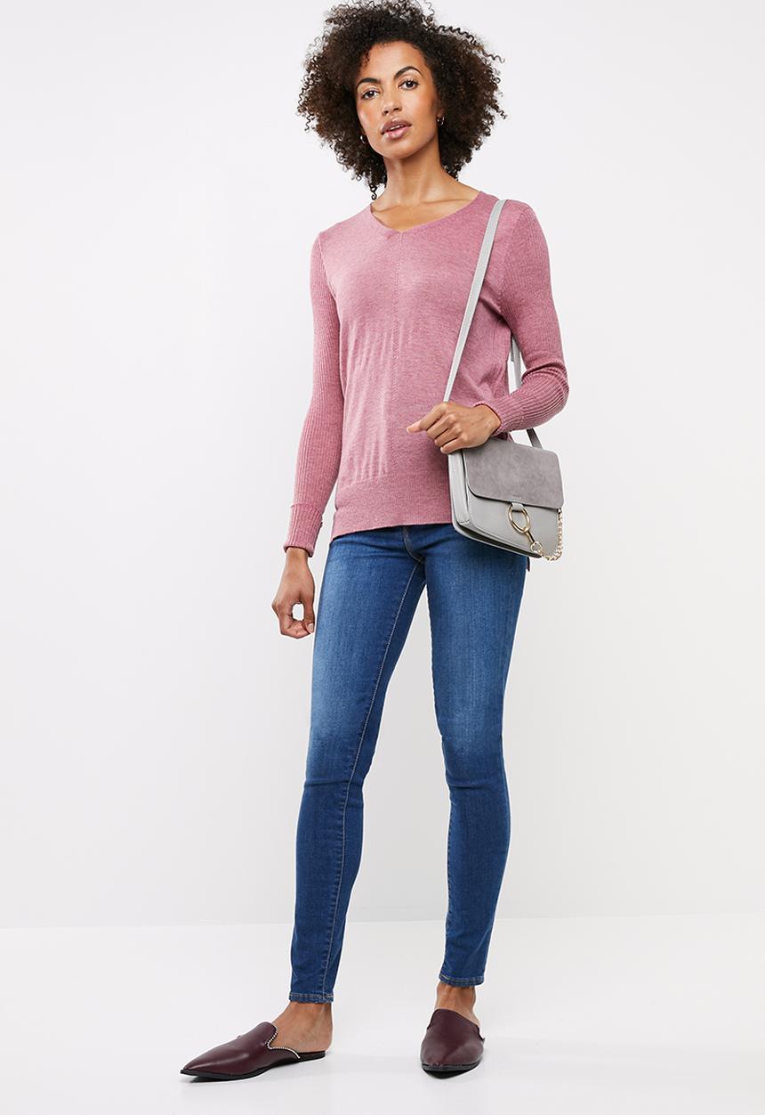 edit - Lightweight v-neck jersey - pink 
