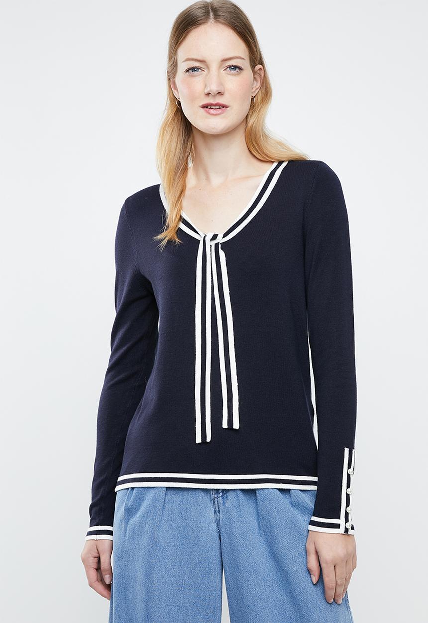 Vero Moda - Lynn glory v-neck knit top - navy