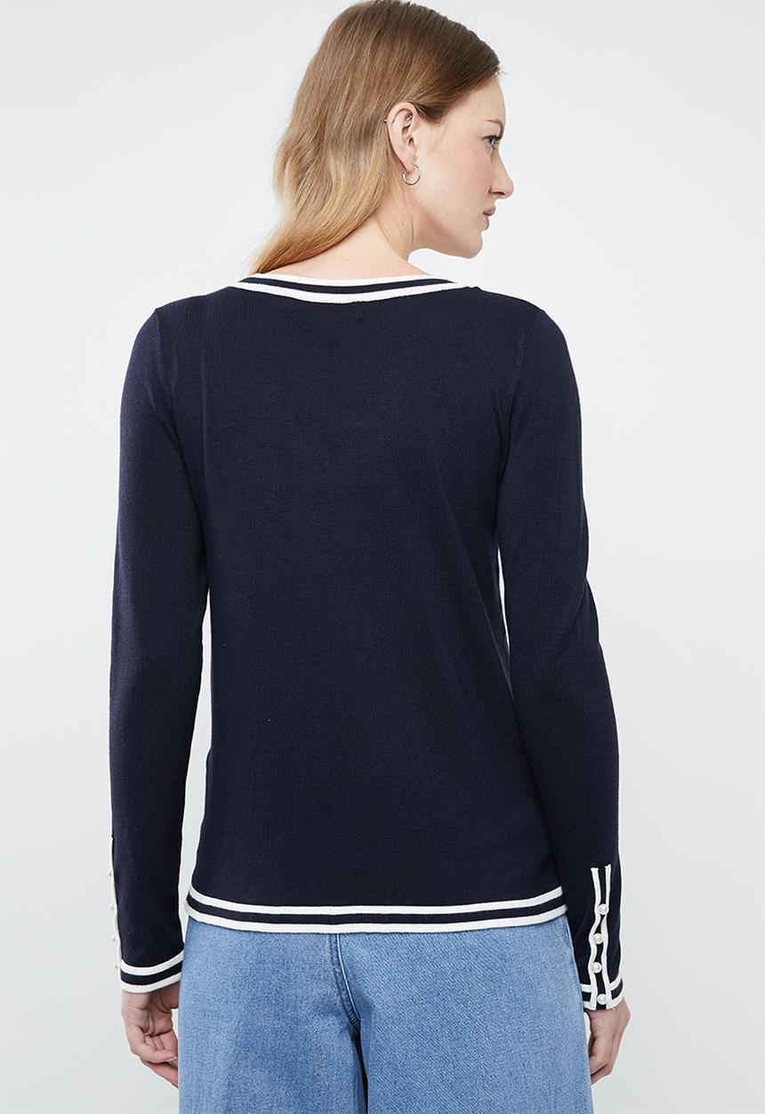 Vero Moda - Lynn glory v-neck knit top - navy