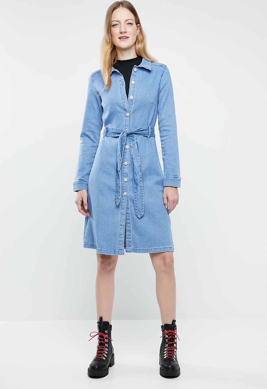 Vero Moda - Julia belted denim dress - blue