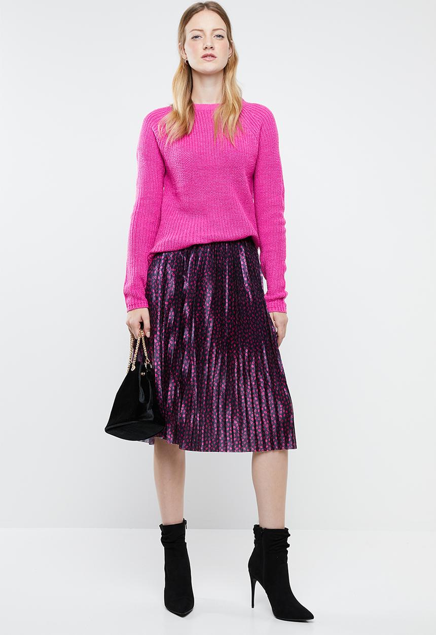 Vero Moda - Kiss calf skirt - navy & pink  
