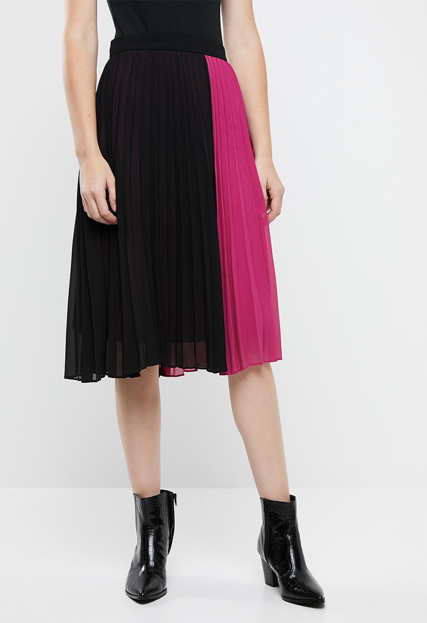 Vero Moda - Sol calf skirt - black & pink 