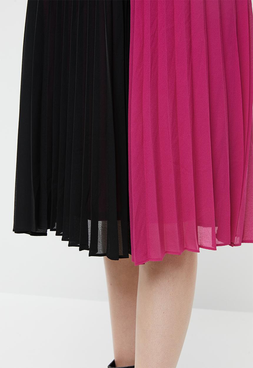Vero Moda - Sol calf skirt - black & pink 