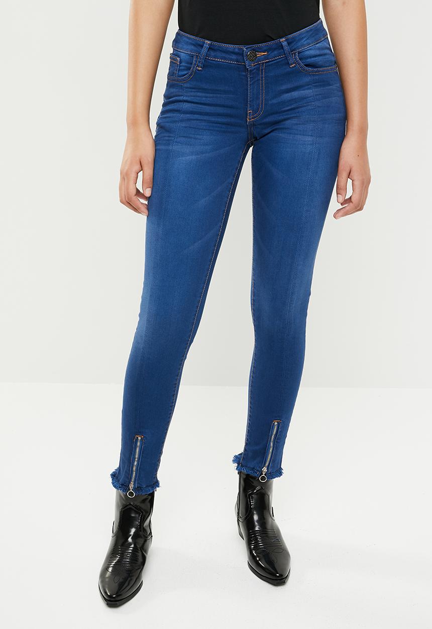 SOVIET - Ladies skinny jean with zip detail - blue