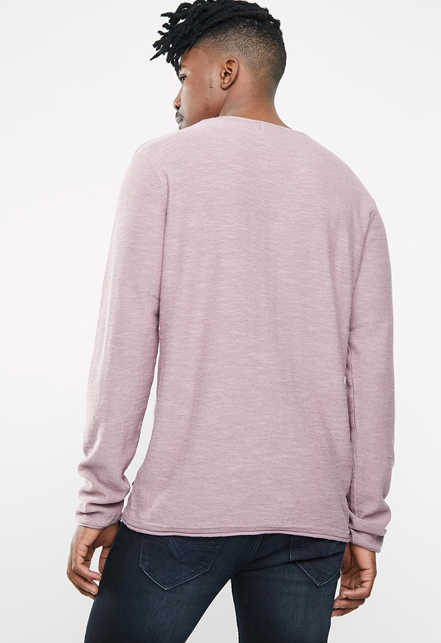 Jack & Jones - Slub knit crew neck sweatshirt - purple