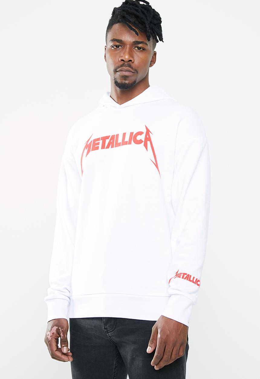 Jack & Jones - Metallica tee sweat hood - white