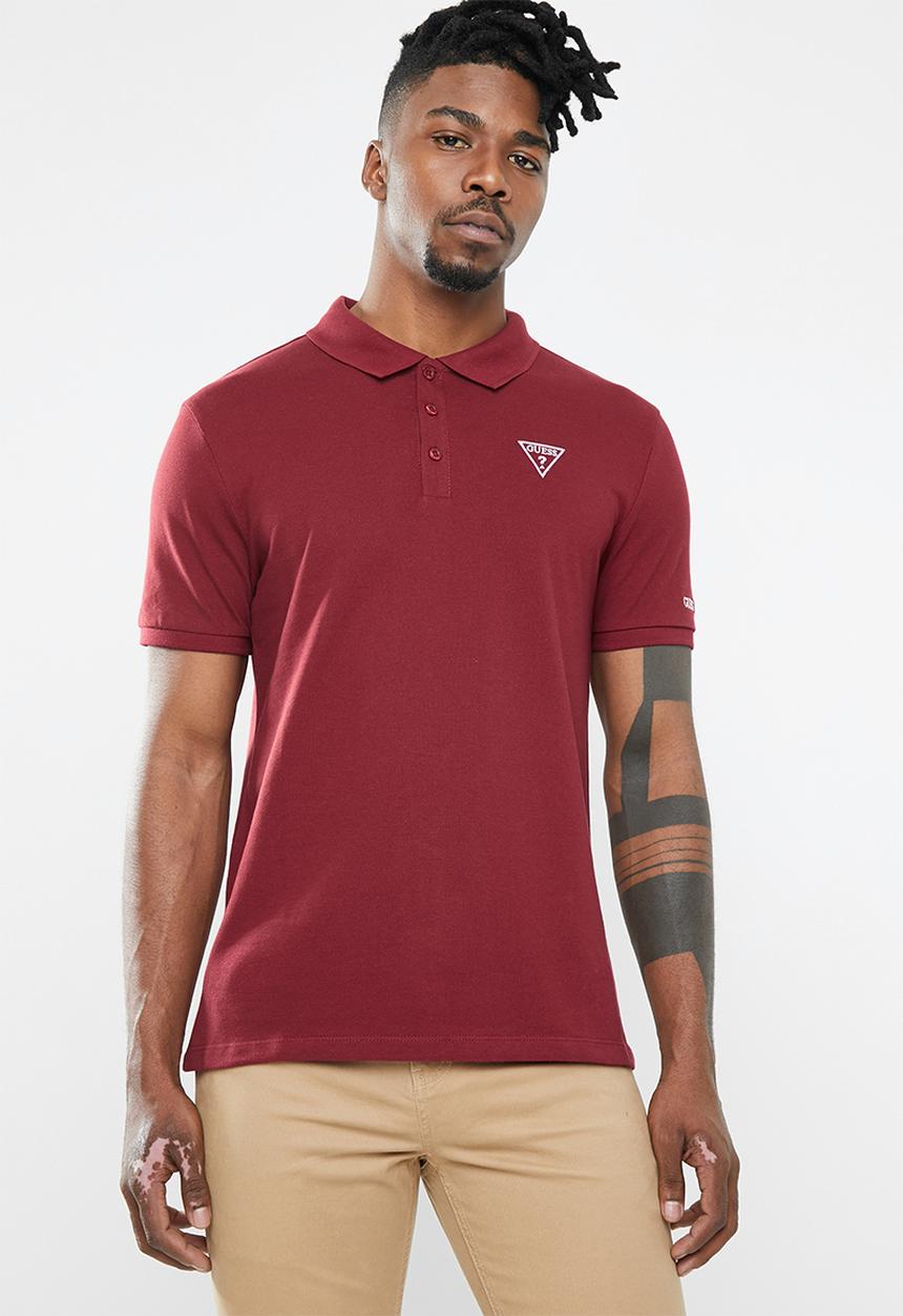 GUESS - Short sleeve guess classic polo - burgundy