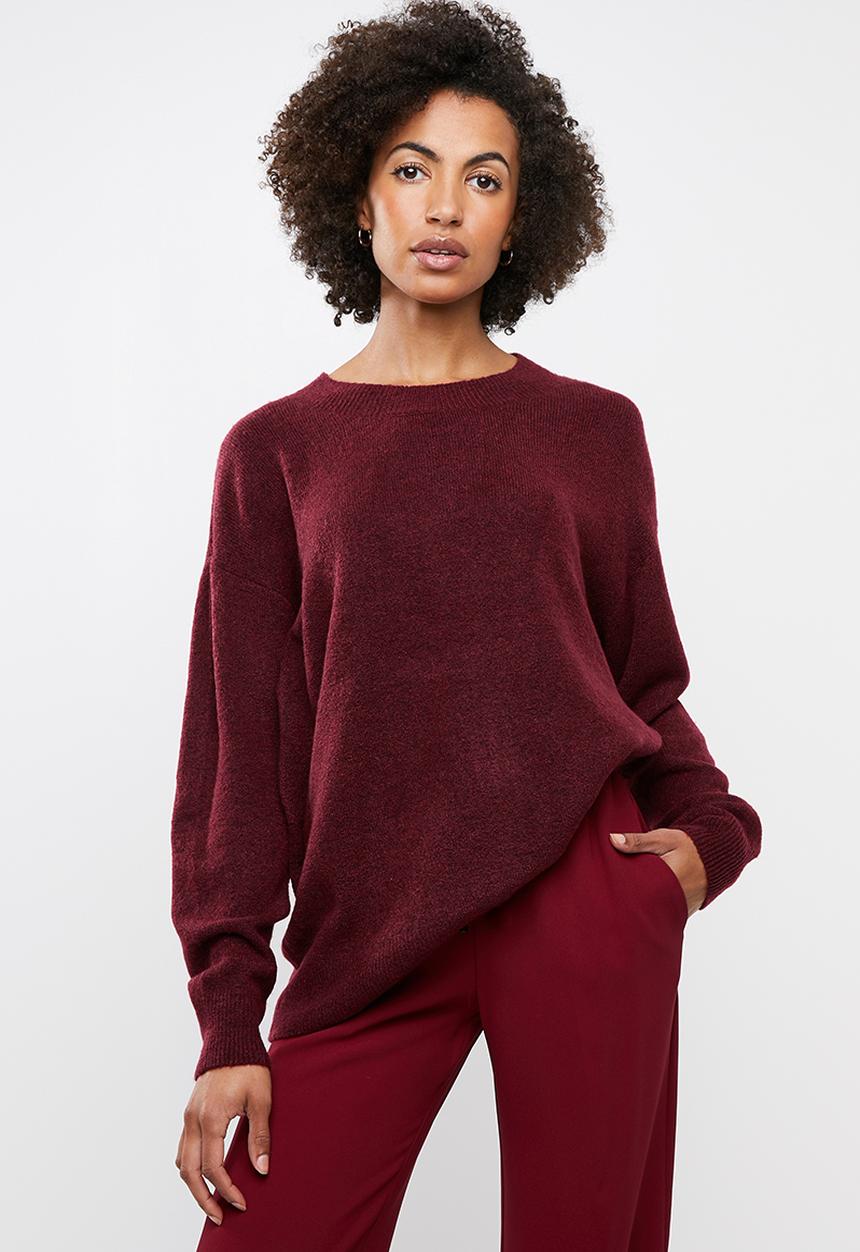 edit - Boxy wide hemline sweater - red