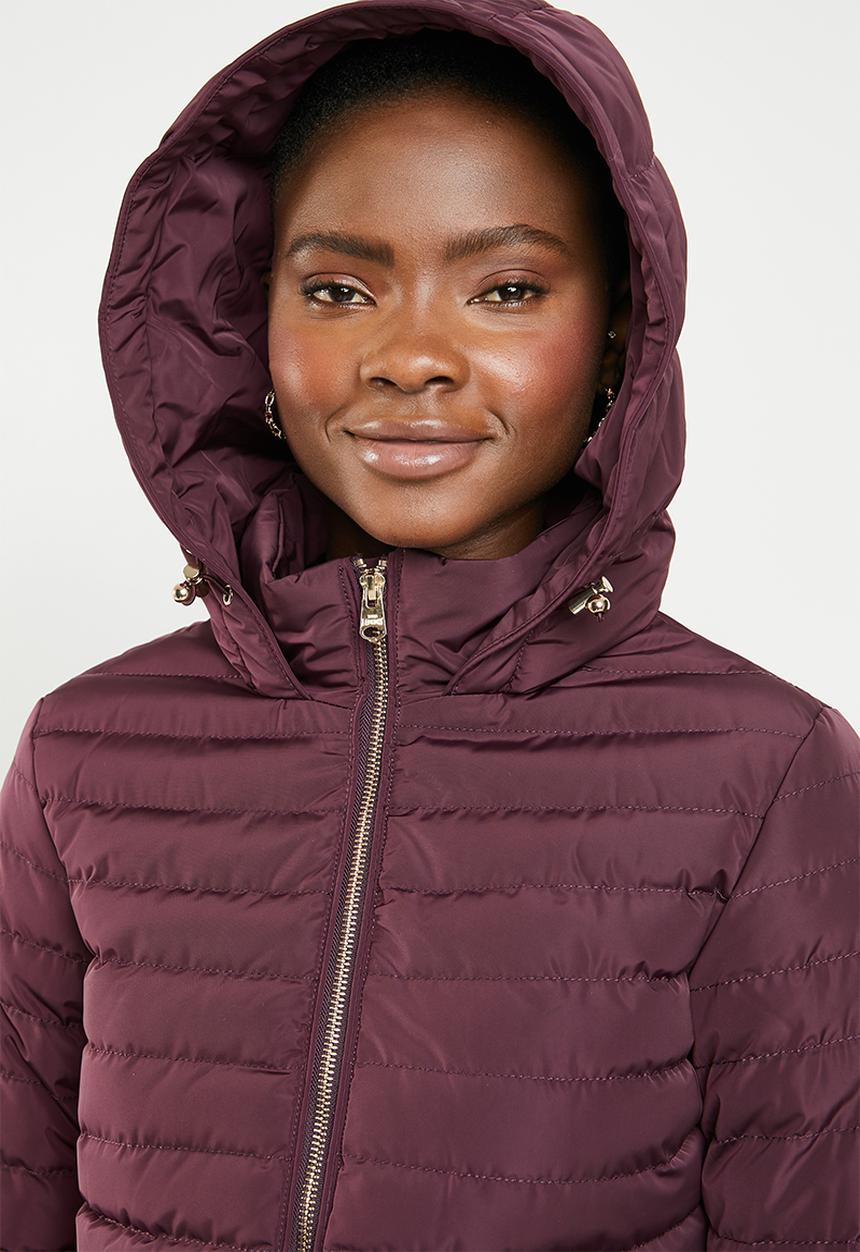 Tokyo Laundry - Ginger hooded puffer jacket - burgundy