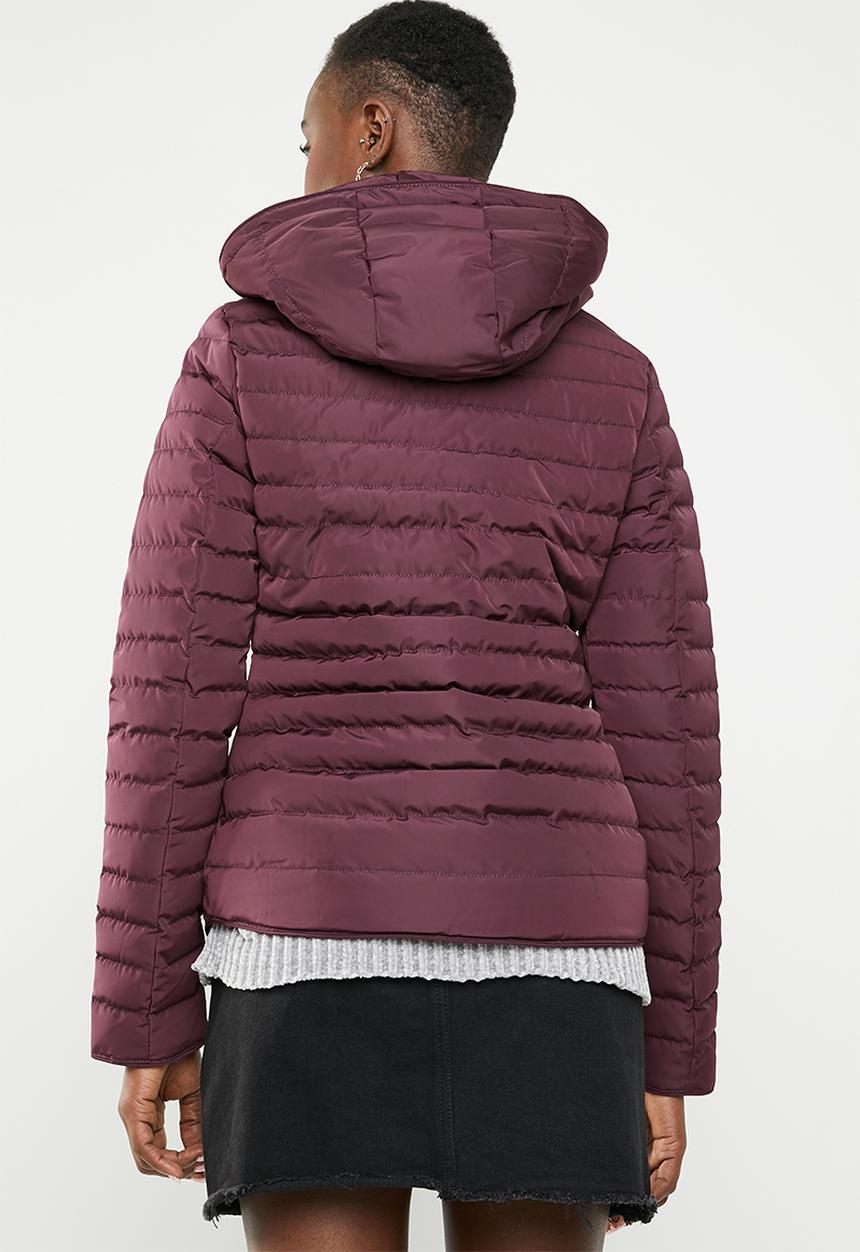 Tokyo Laundry - Ginger hooded puffer jacket - burgundy