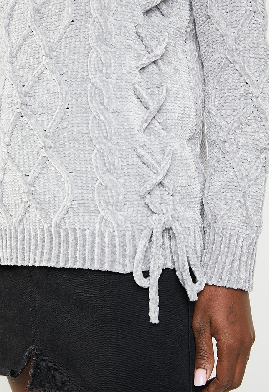 Tokyo Laundry - Caphis cable knit chenille jersey - grey