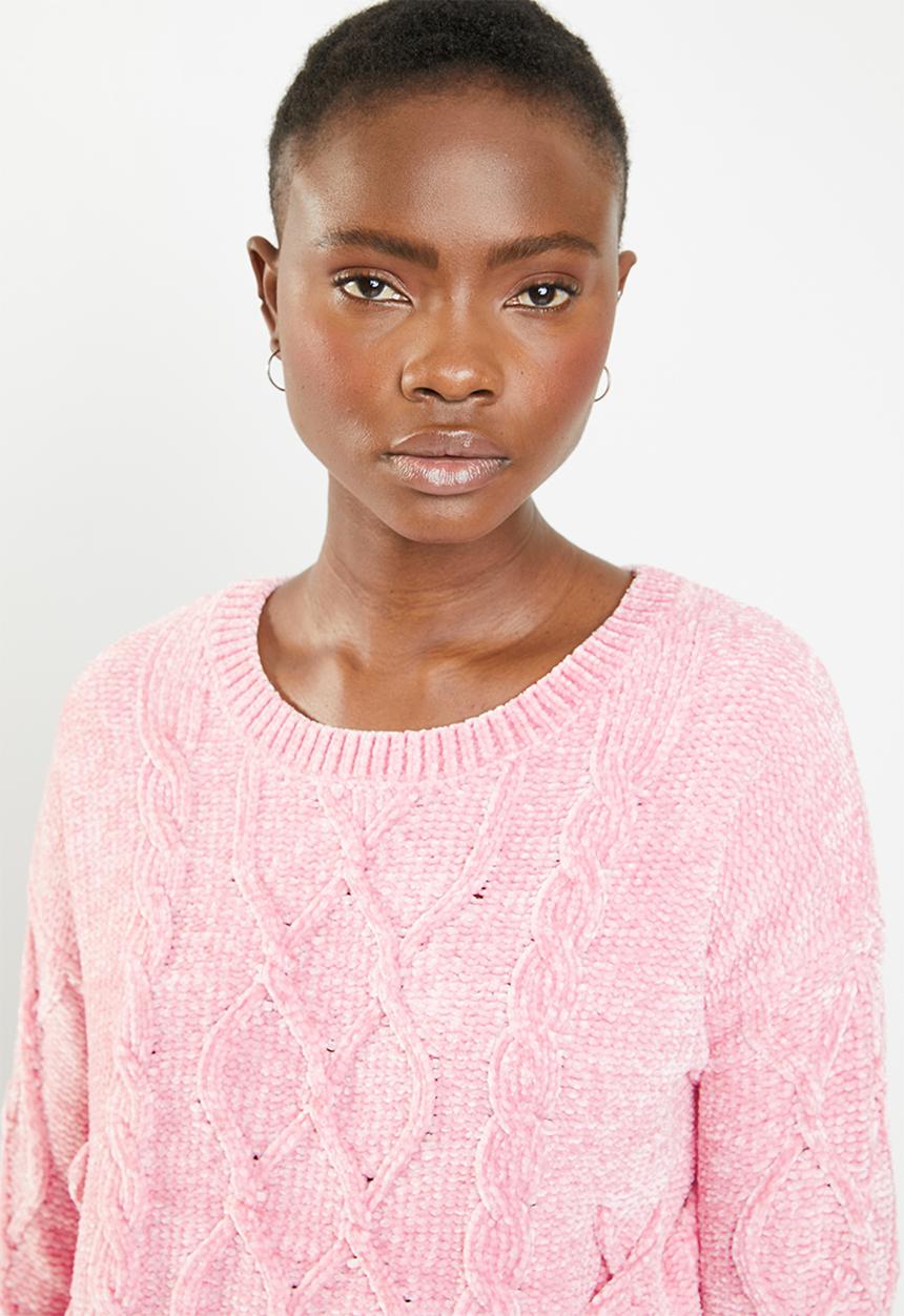 Tokyo Laundry - Caphis cable knit chenille jersey - pink