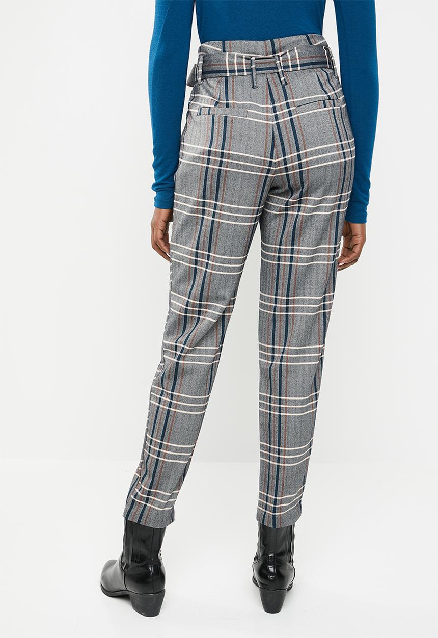 ONLY - Nina check margo pants - grey