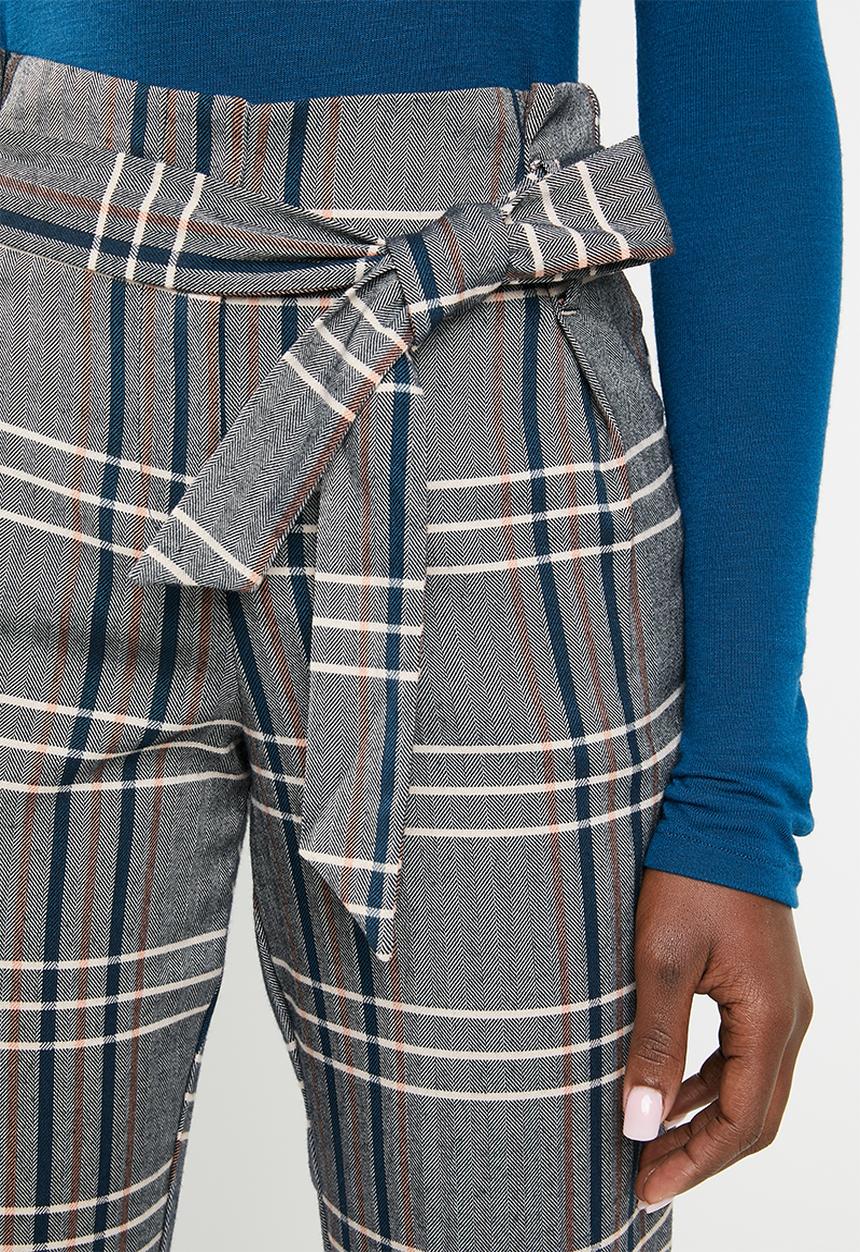 ONLY - Nina check margo pants - grey