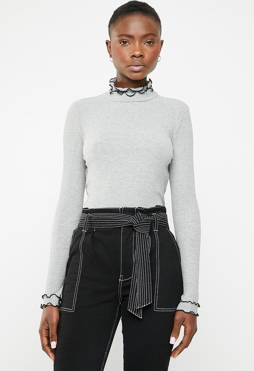 ONLY - Ida long sleeve turtleneck top - grey