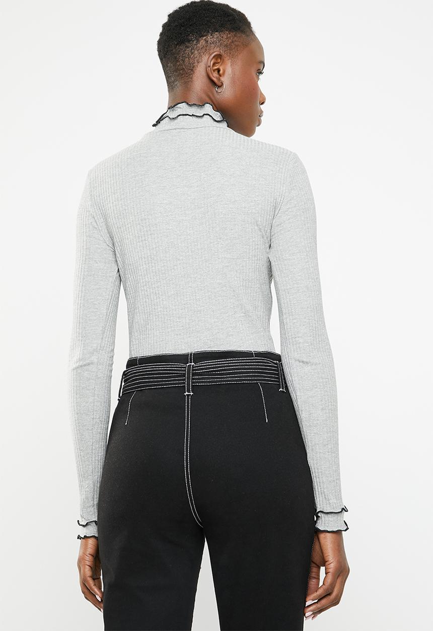 ONLY - Ida long sleeve turtleneck top - grey