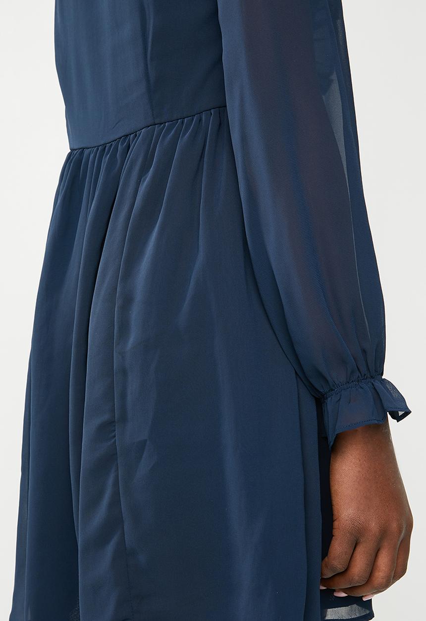 Brave Soul - Christie ruffle sleeve dress - navy