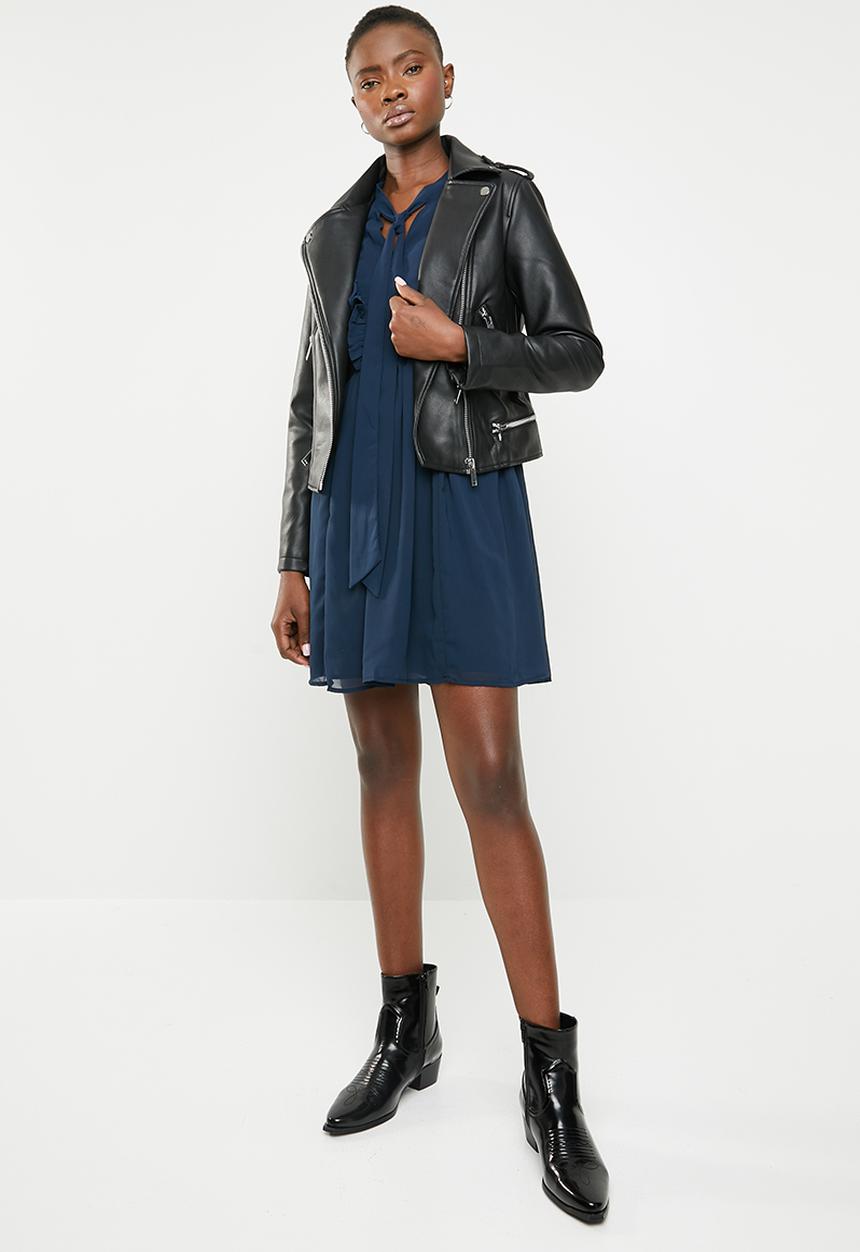 Brave Soul - Christie ruffle sleeve dress - navy