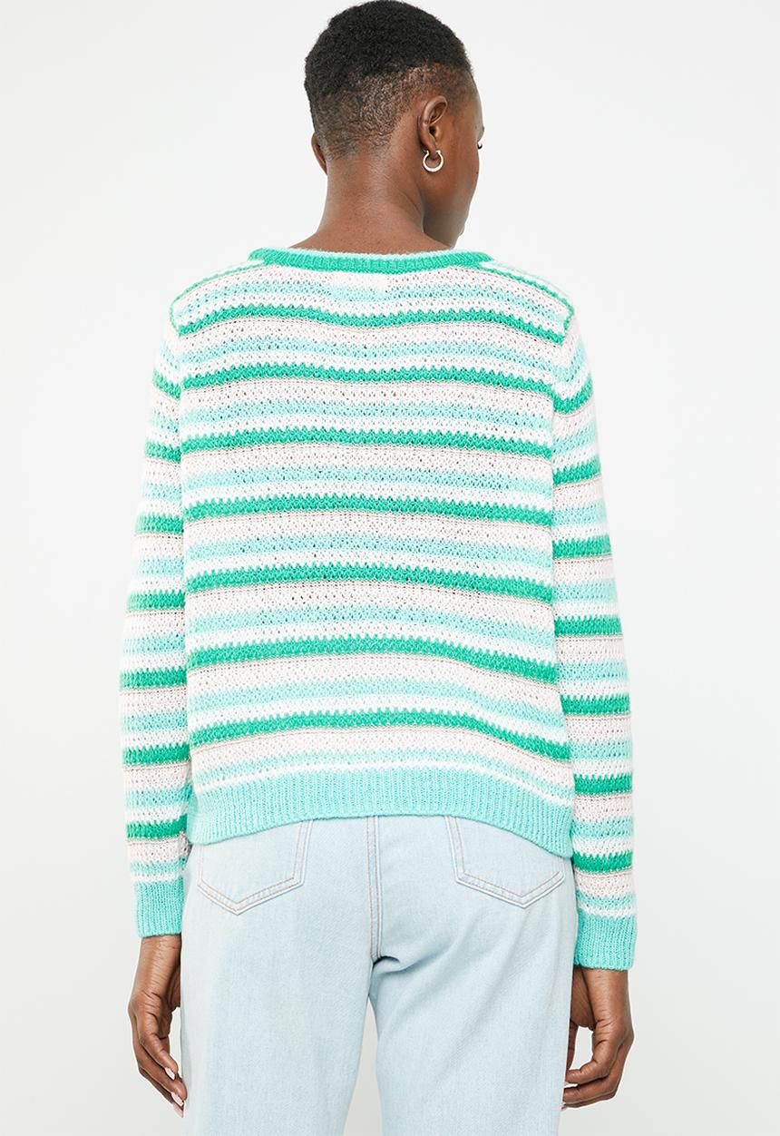 ONLY - Kelly long sleeve stripe pullover - green