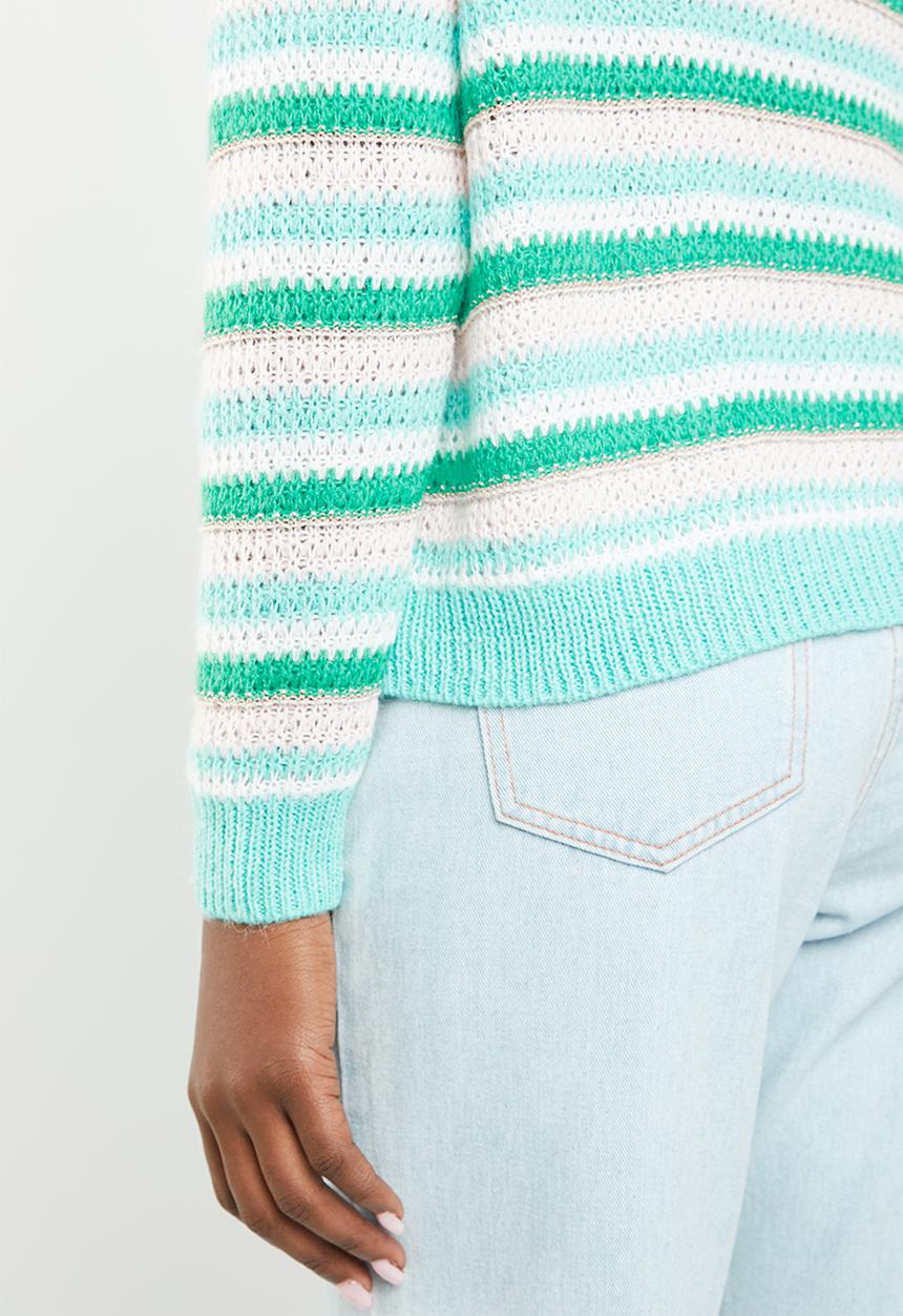 ONLY - Kelly long sleeve stripe pullover - green