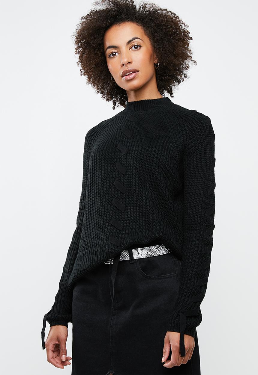 Tokyo Laundry - Jade lace up detail jersey - black
