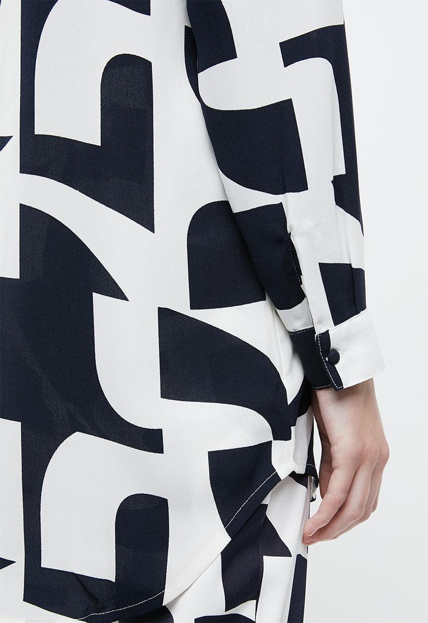Vero Moda - Boldonia long sleeve long shirt - white & navy