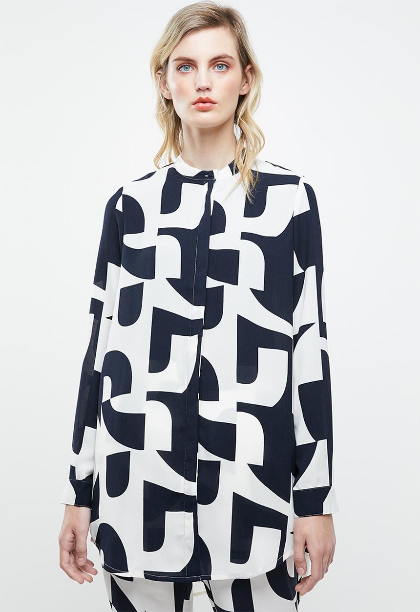 Vero Moda - Boldonia long sleeve long shirt - white & navy
