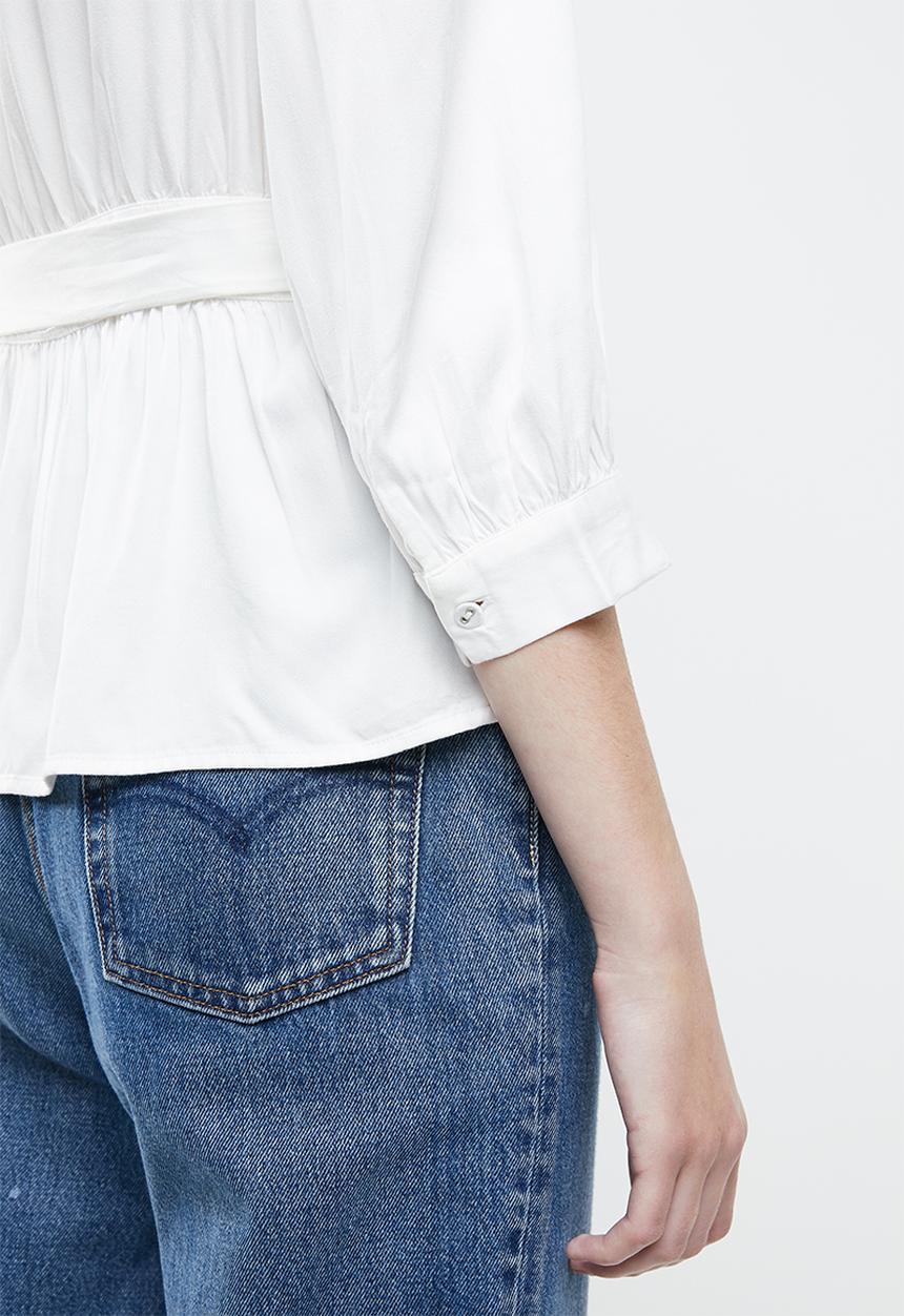 Vero Moda - Scarlet 3/4 midi wrap top - white