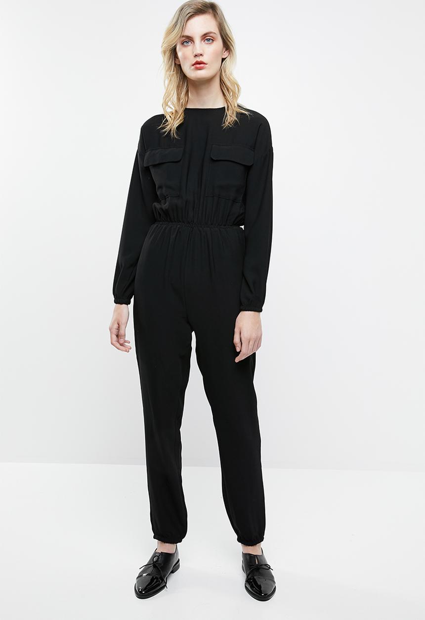 Noisy May - Nina long sleeve utility jumpsuit  - black